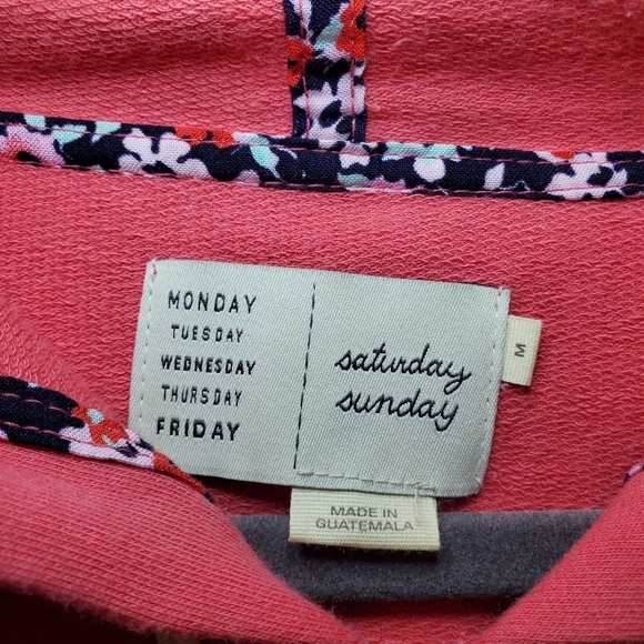 ANTHROPOLOGIE label SATURDAY SUNDAY coral hoodie Sz M - Picture 13 of 16